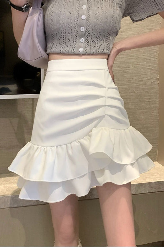 High Waist Pink Asymmetrical Mini Skirt for Women