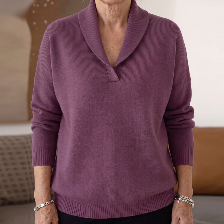 Women's Relaxed-Fit V-Neck Jumper for Autumn/Winter