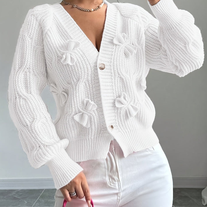 Women's Soft Bow-Detail Long Sleeve Cardigan