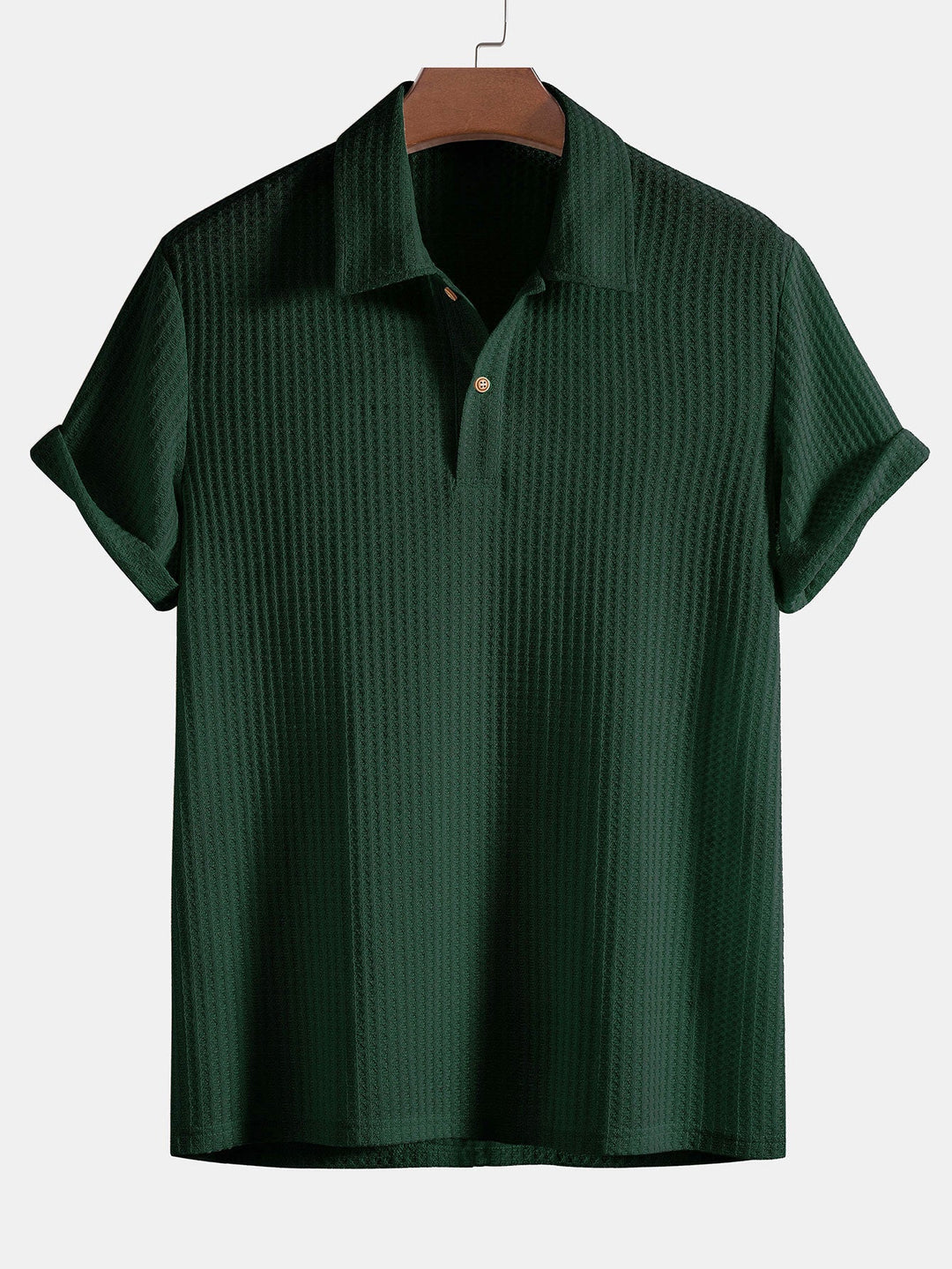 Short Sleeve Waffle Knit Polo