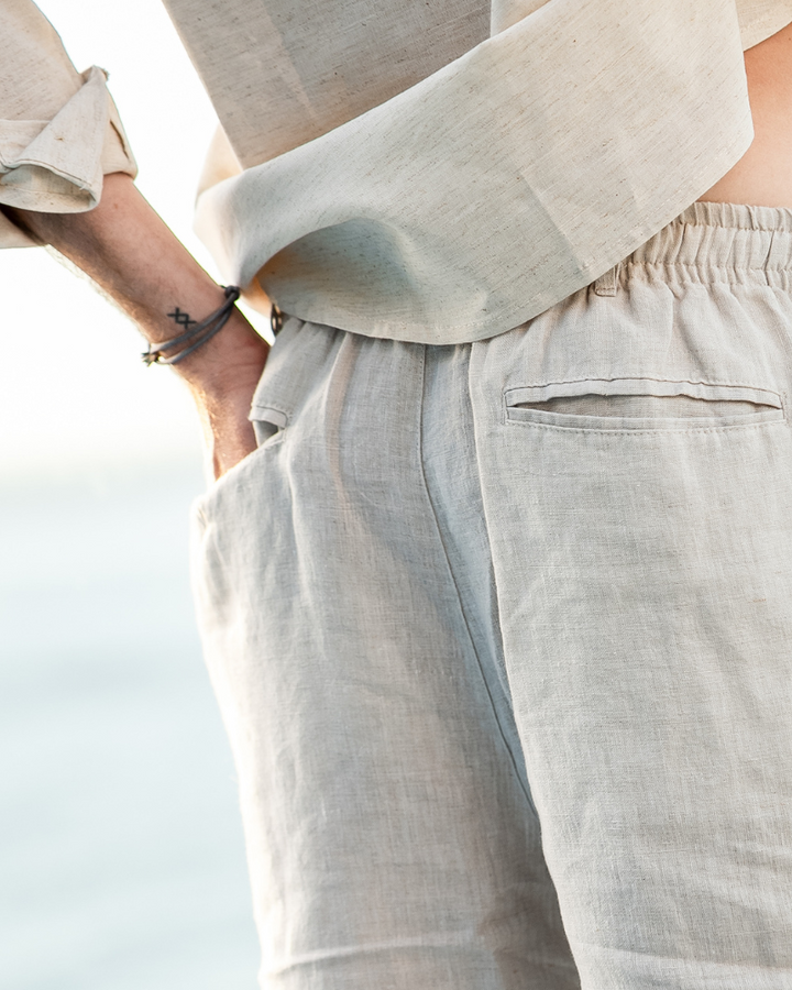 Linen Shorts with Zip Fastening