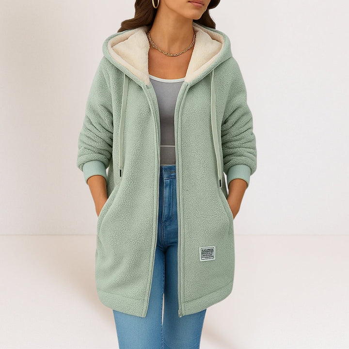Women's Longline Wool-Effect Sherpa Hooded Jacket