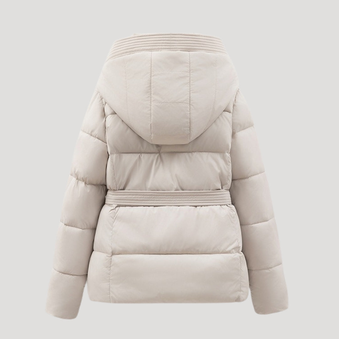 Women's Belted Hooded Puffer Jacket