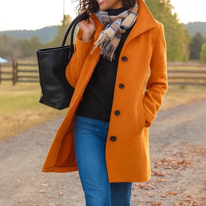 Women's Classic Winter Coat with Front Button Placket