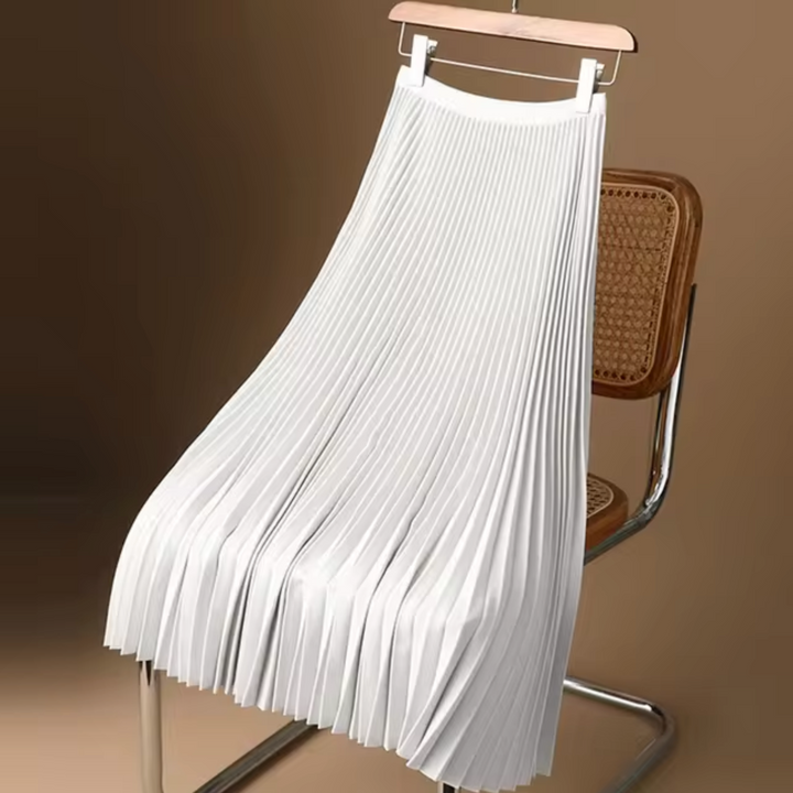 A-Line Pleated Midi Skirt with Comfortable Waistband