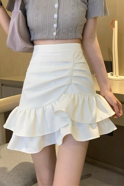 High Waist Pink Asymmetrical Mini Skirt for Women