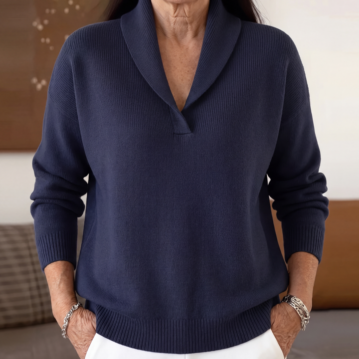 Women's Relaxed-Fit V-Neck Jumper for Autumn/Winter