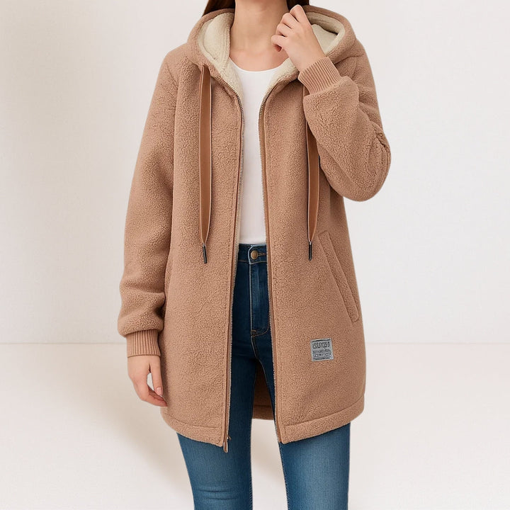 Women's Longline Wool-Effect Sherpa Hooded Jacket