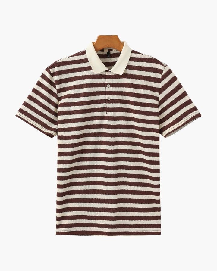 Horizontal Stripe Polo with Contrast Collar