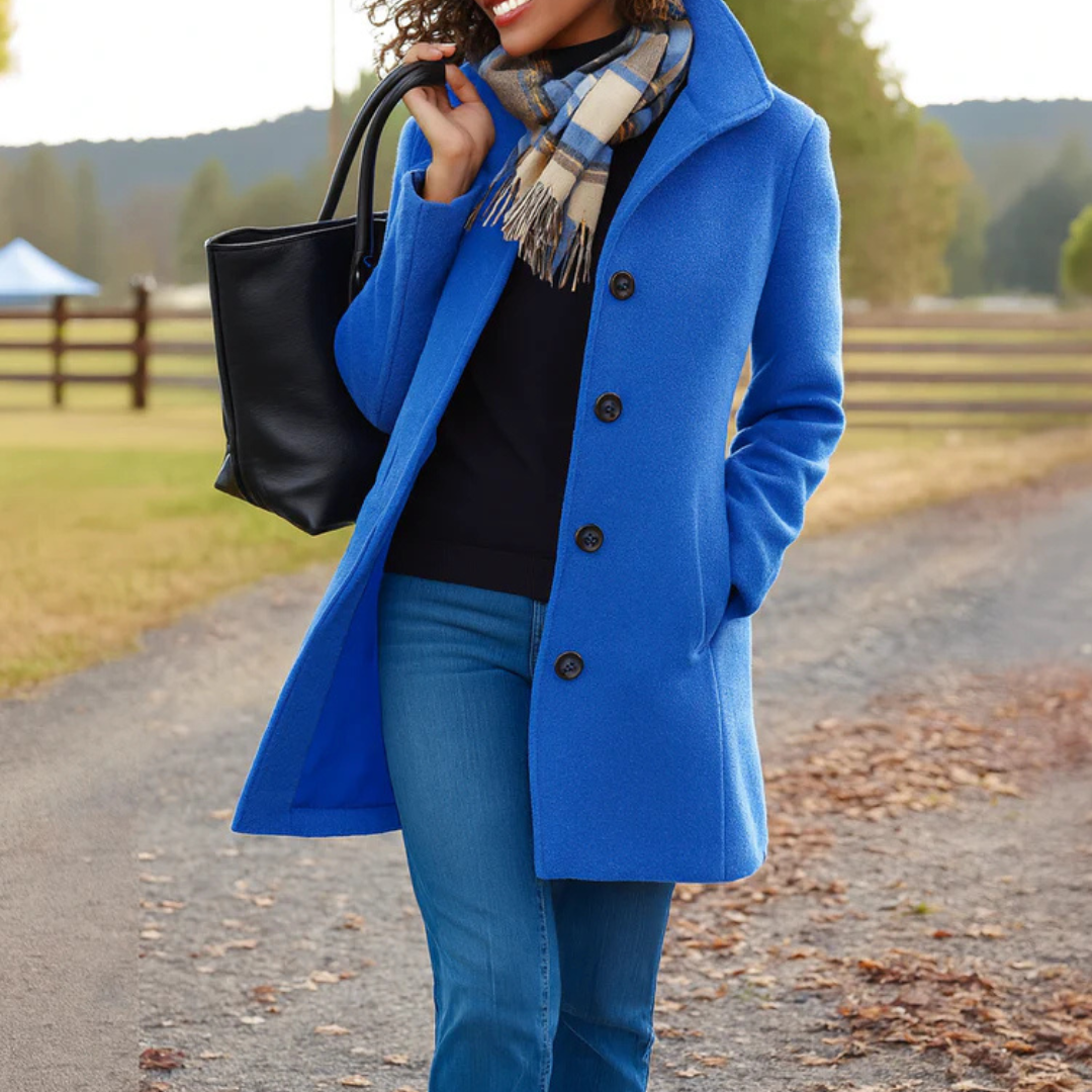 Women's Classic Winter Coat with Front Button Placket