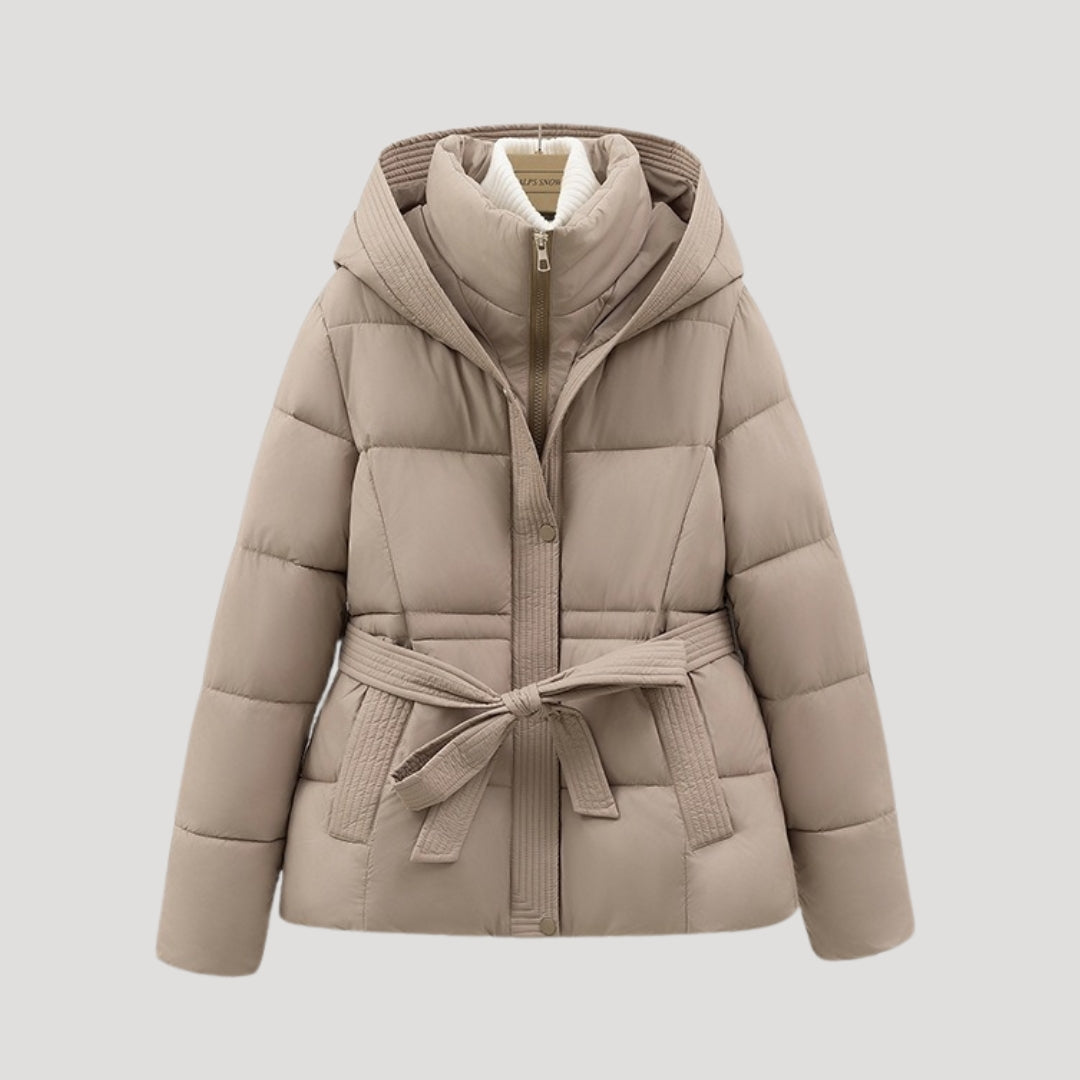 Women's Belted Hooded Puffer Jacket