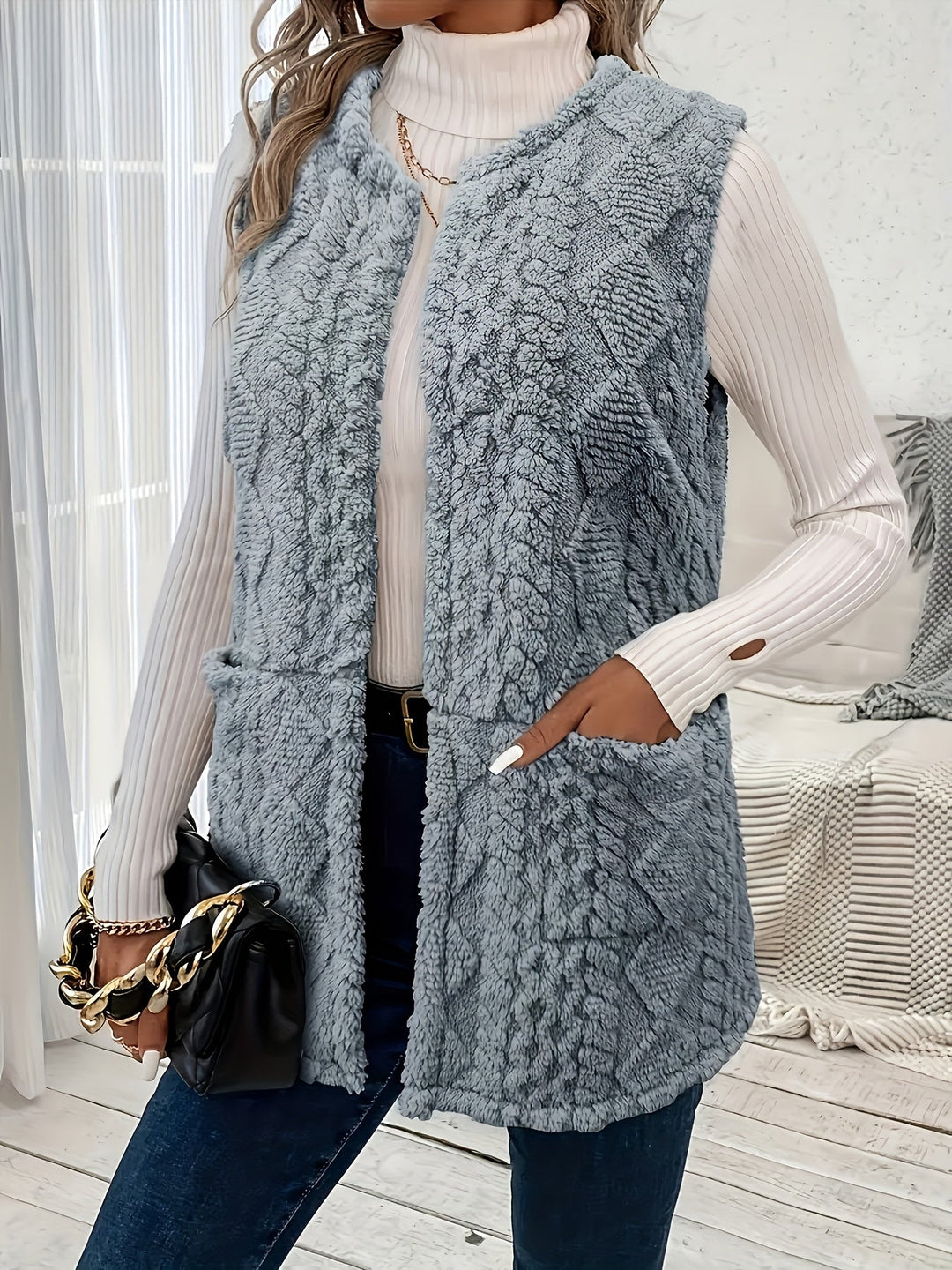 Women's Textured Longline Sleeveless Vest