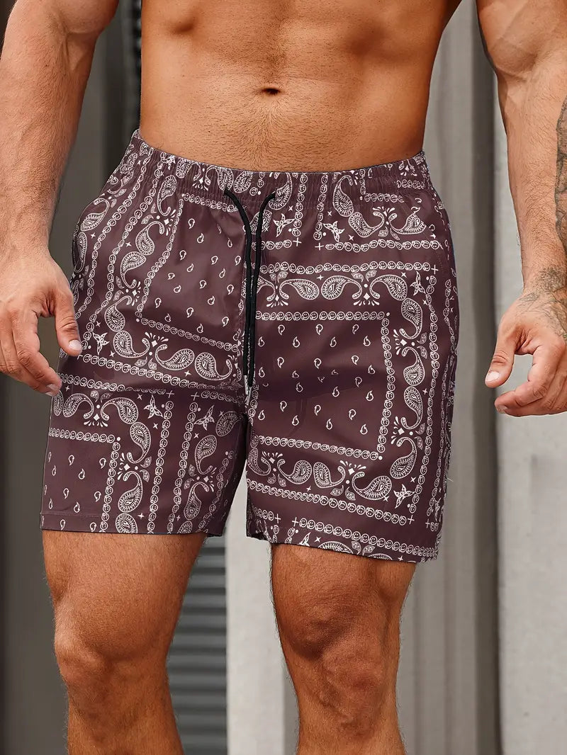Men's Paisley Drawstring Swim Shorts
