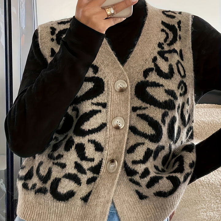 Women's Patterned Button-Front Vest