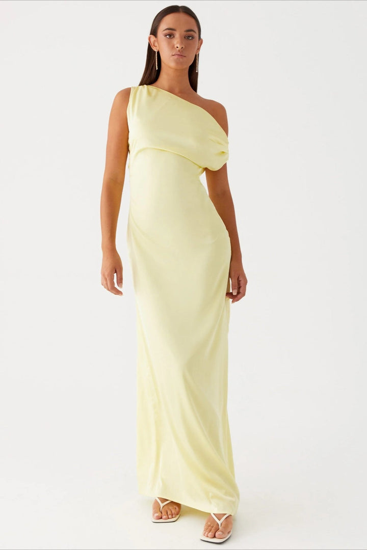 Asymmetric One-Shoulder High-Waist Maxi Dress