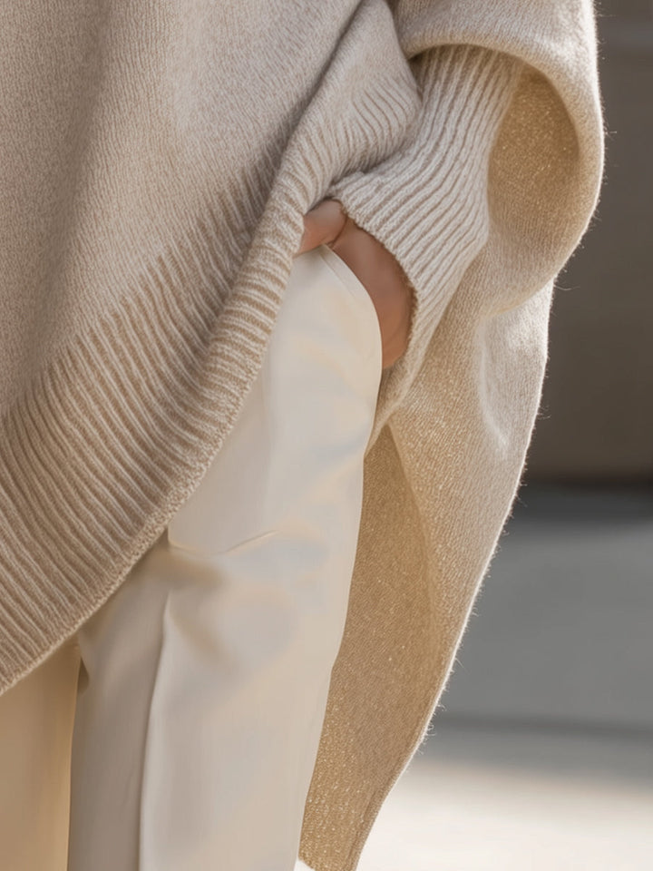 Women's Oversized Wool Blend Asymmetric Hem Jumper
