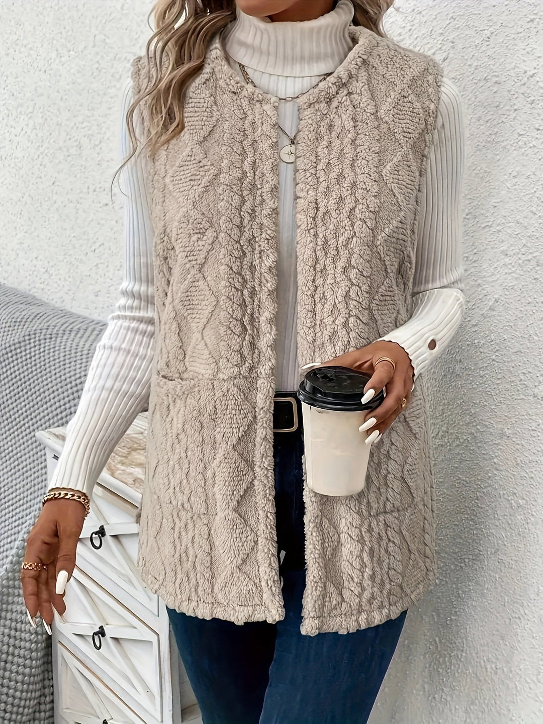 Women's Textured Longline Sleeveless Vest