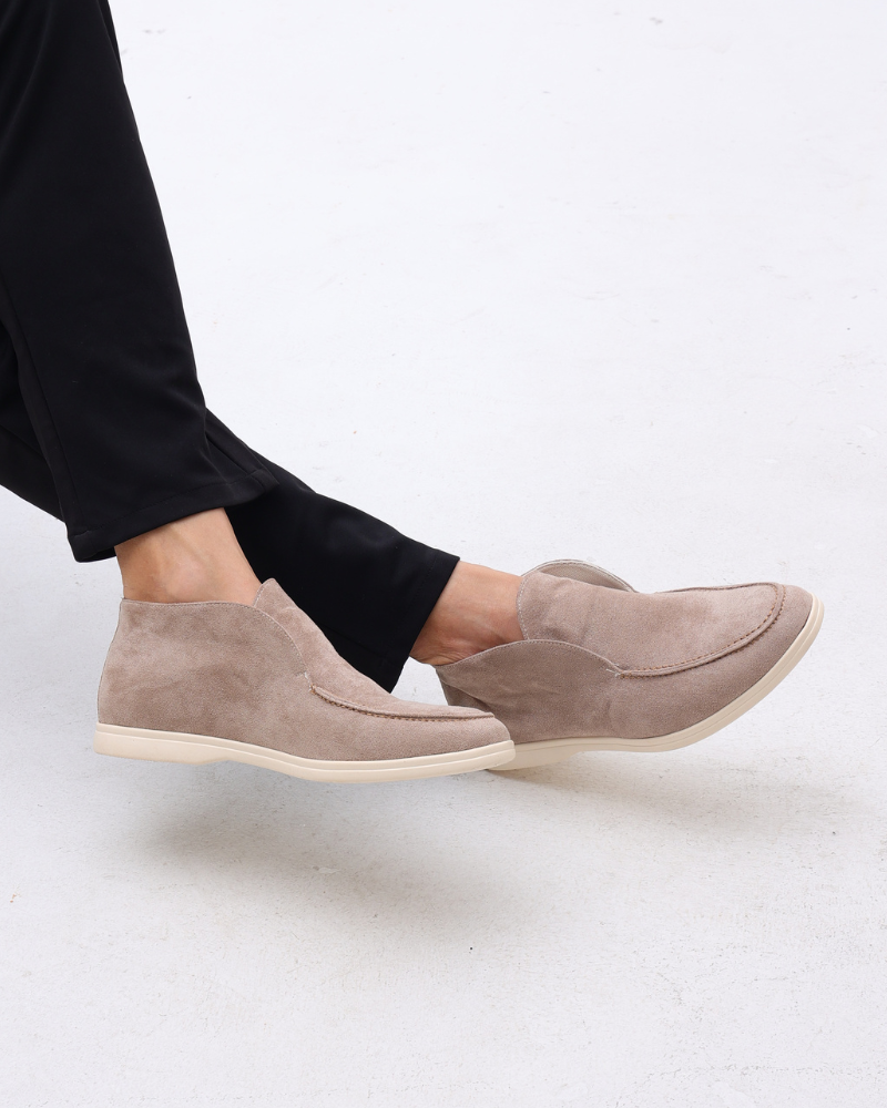 High-Cut Suede Slip-On Loafer