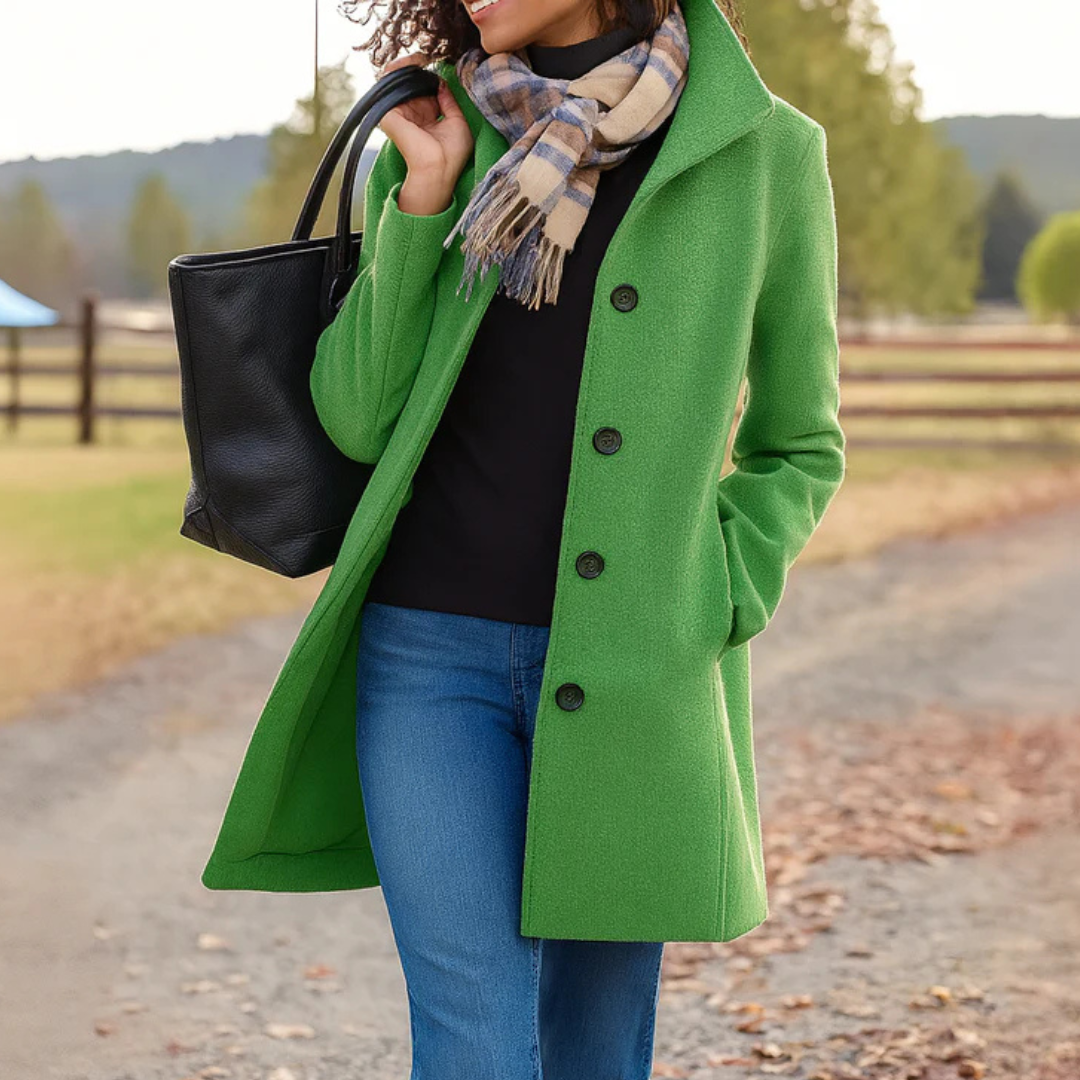 Women's Classic Winter Coat with Front Button Placket