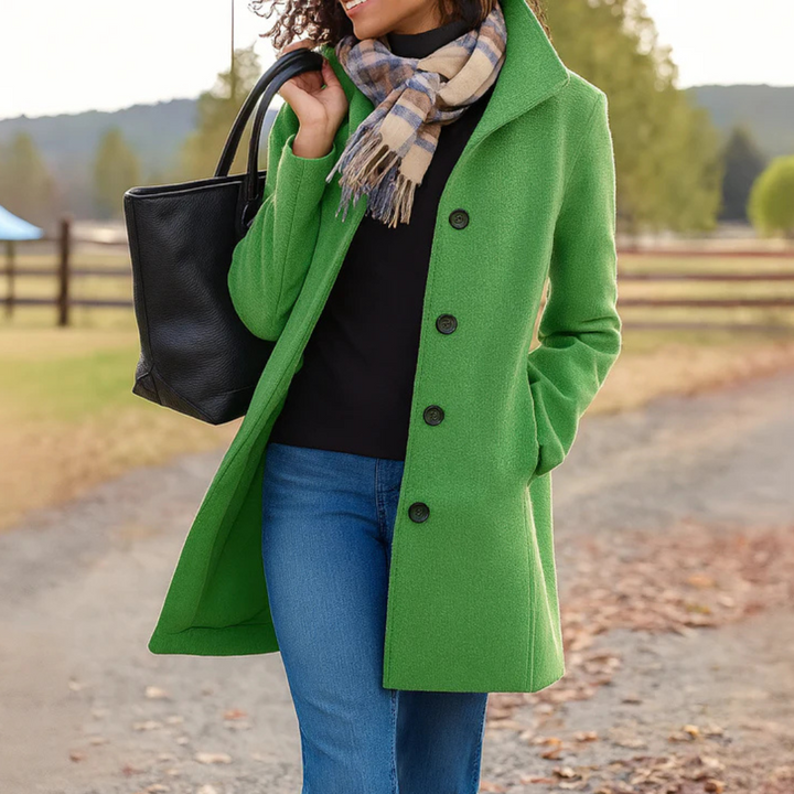 Women's Classic Winter Coat with Front Button Placket