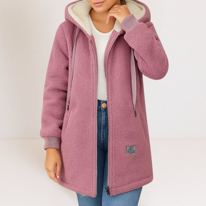 Women's Longline Wool-Effect Sherpa Hooded Jacket