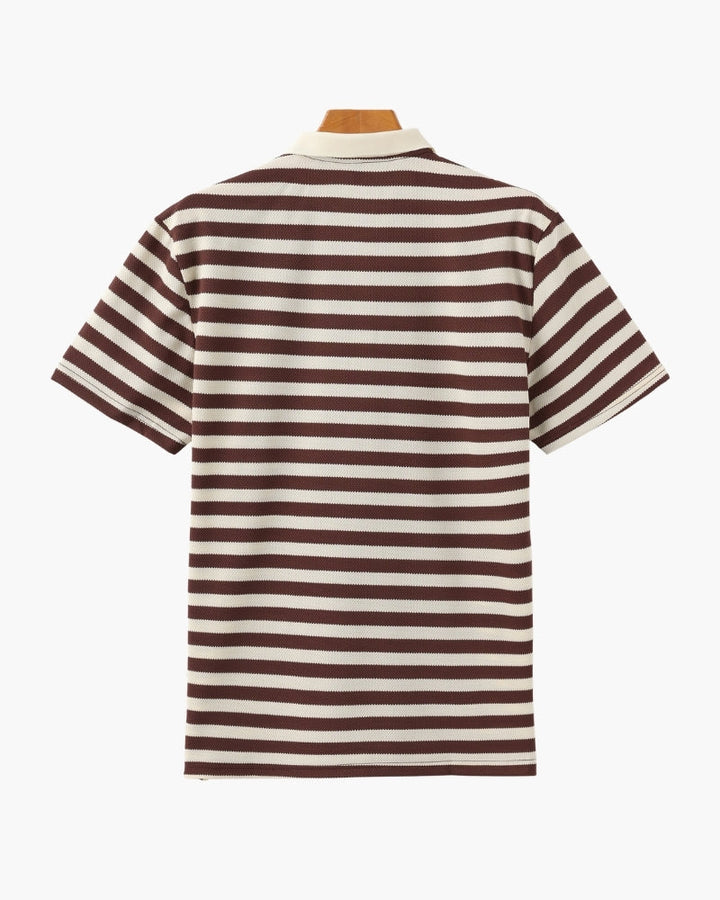Horizontal Stripe Polo with Contrast Collar