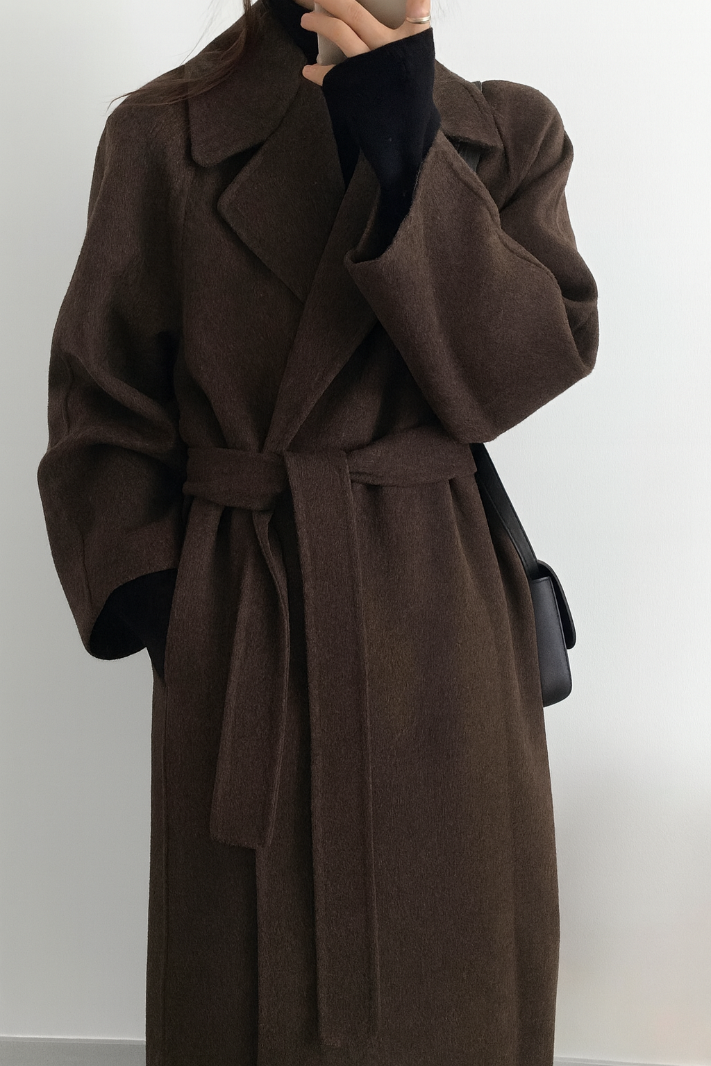 Women's Long Wool-Effect Wrap Coat