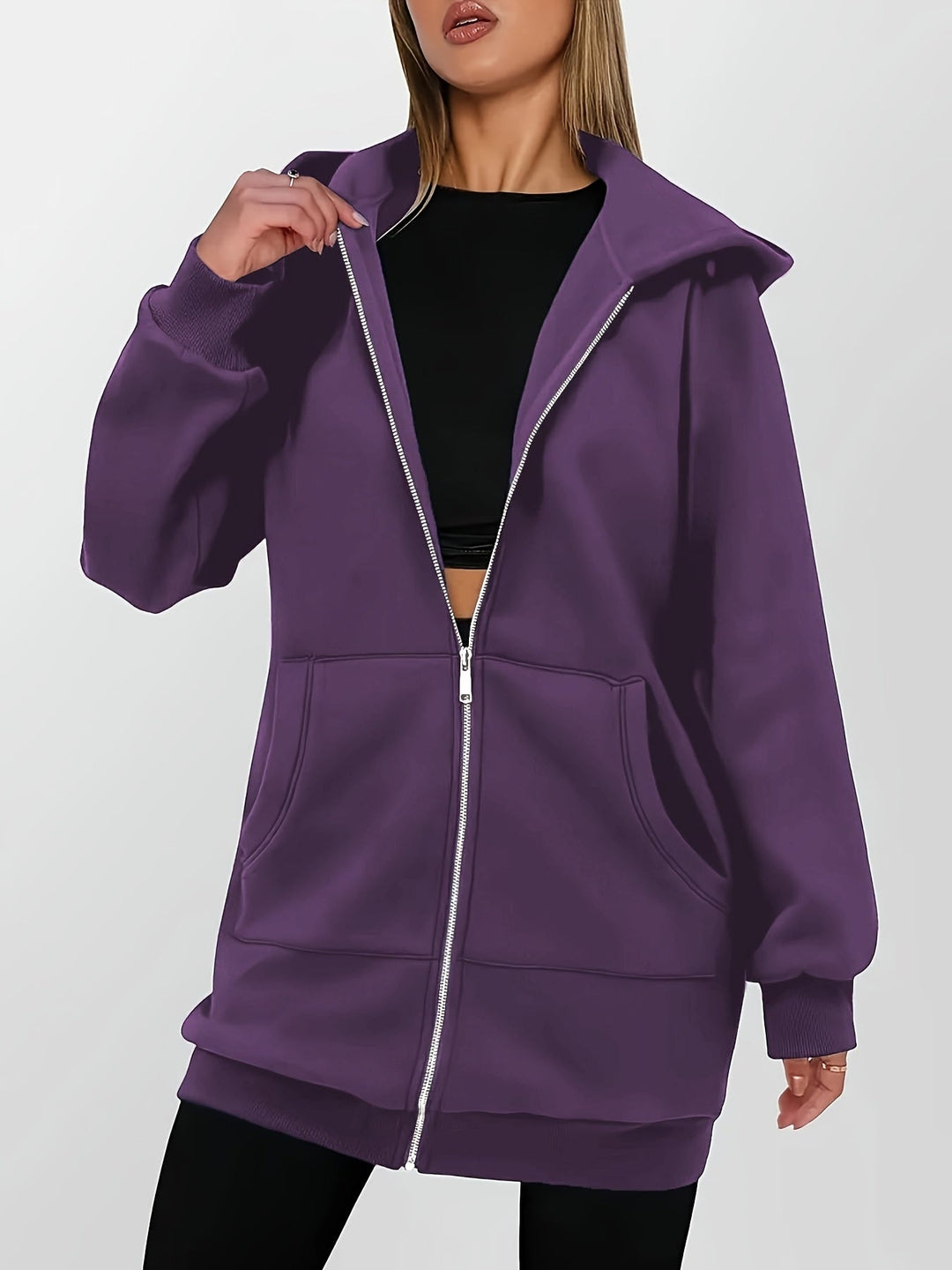 Women's Longline Hooded Zip Jacket