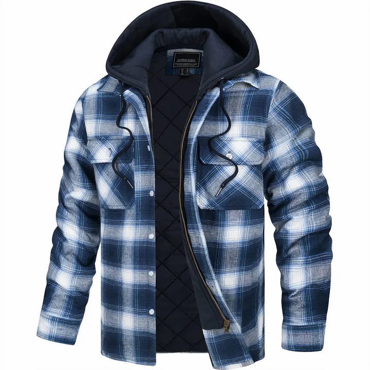 Men's Check Flannel Hooded Jacket