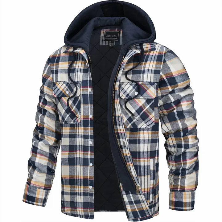 Men's Check Flannel Hooded Jacket