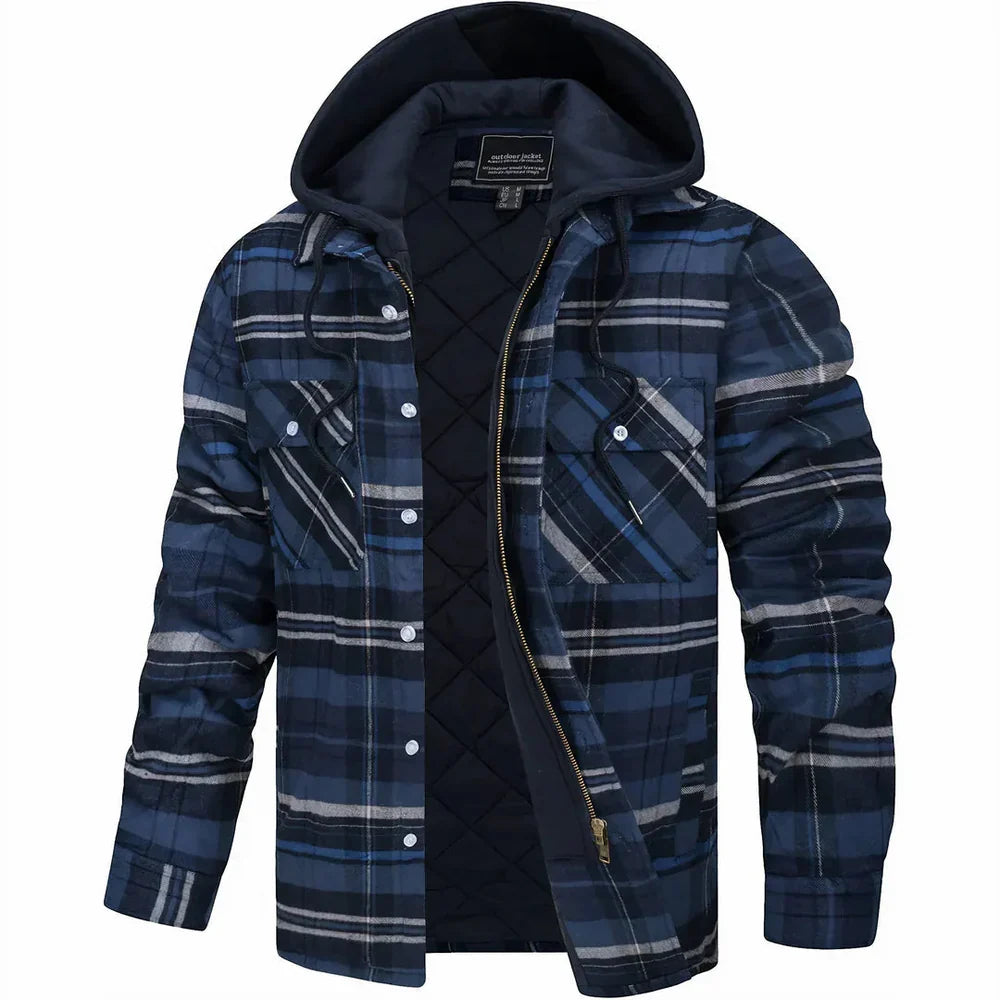 Men's Check Flannel Hooded Jacket