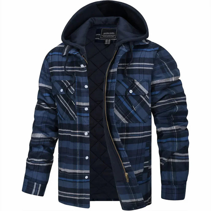 Men's Check Flannel Hooded Jacket