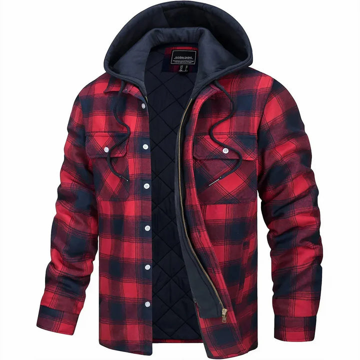 Men's Check Flannel Hooded Jacket