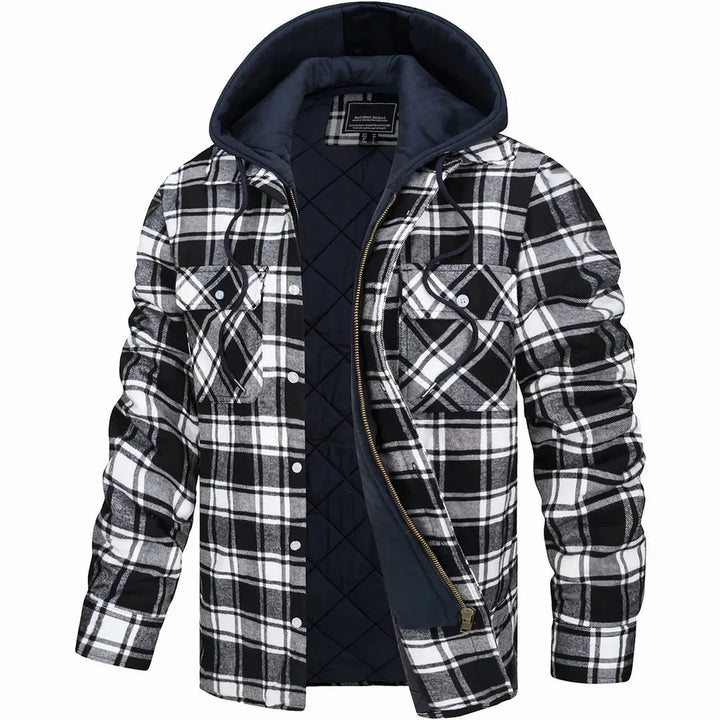 Men's Check Flannel Hooded Jacket