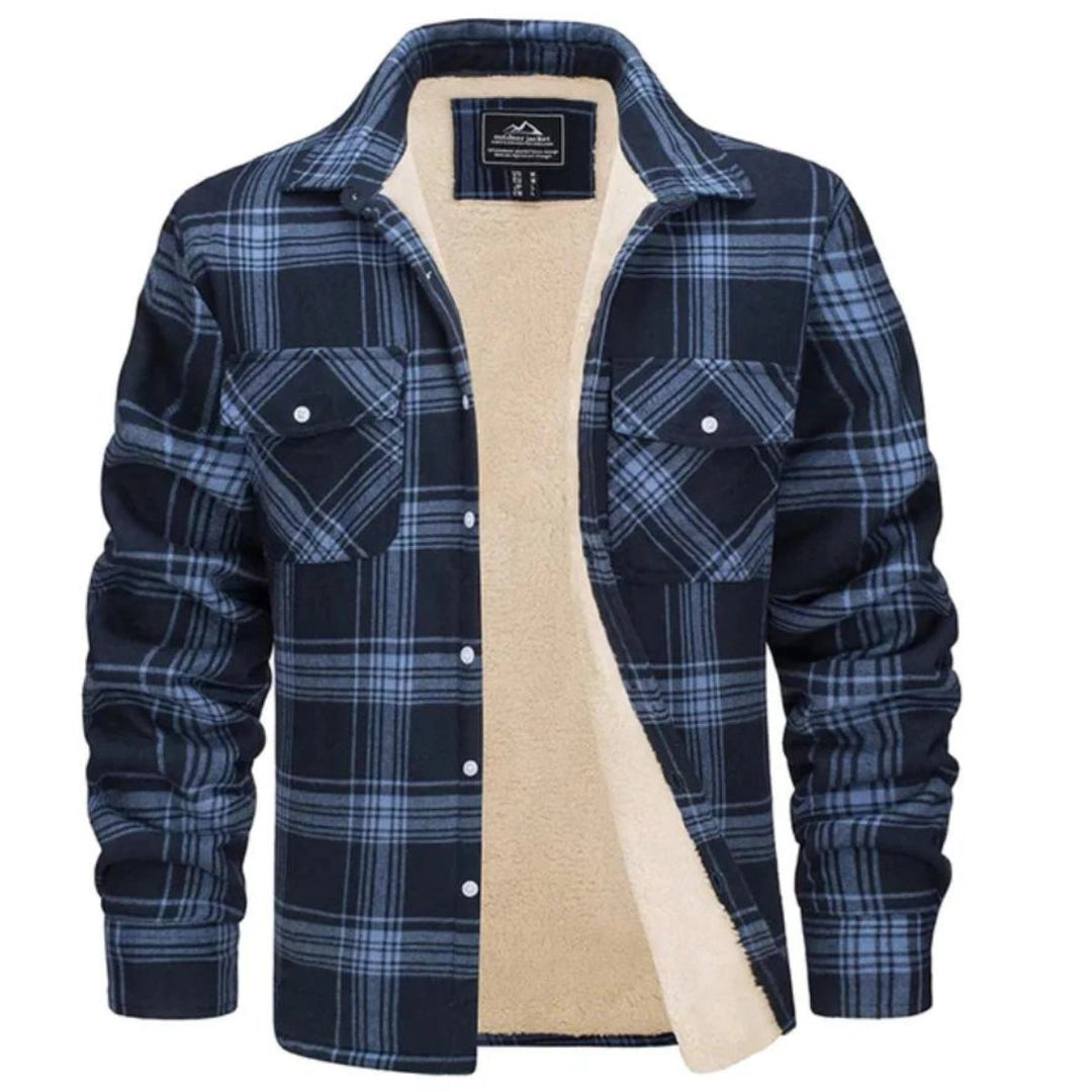 Sherpa-Lined Plaid Flannel Shirt Jacket