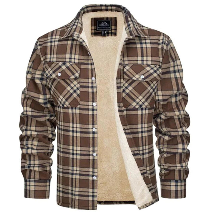 Sherpa-Lined Plaid Flannel Shirt Jacket