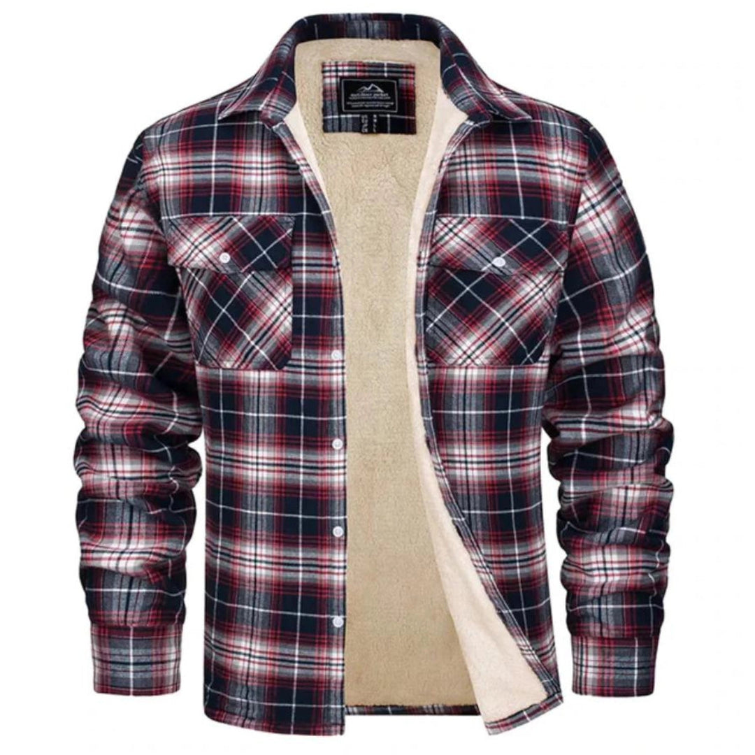 Sherpa-Lined Plaid Flannel Shirt Jacket