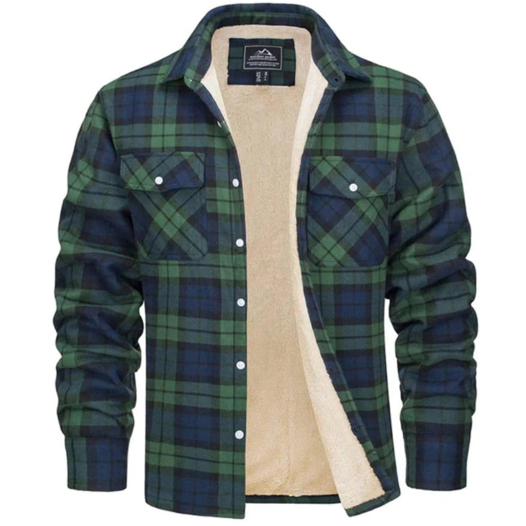Sherpa-Lined Plaid Flannel Shirt Jacket