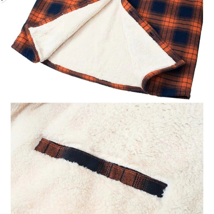 Sherpa-Lined Plaid Flannel Shirt Jacket