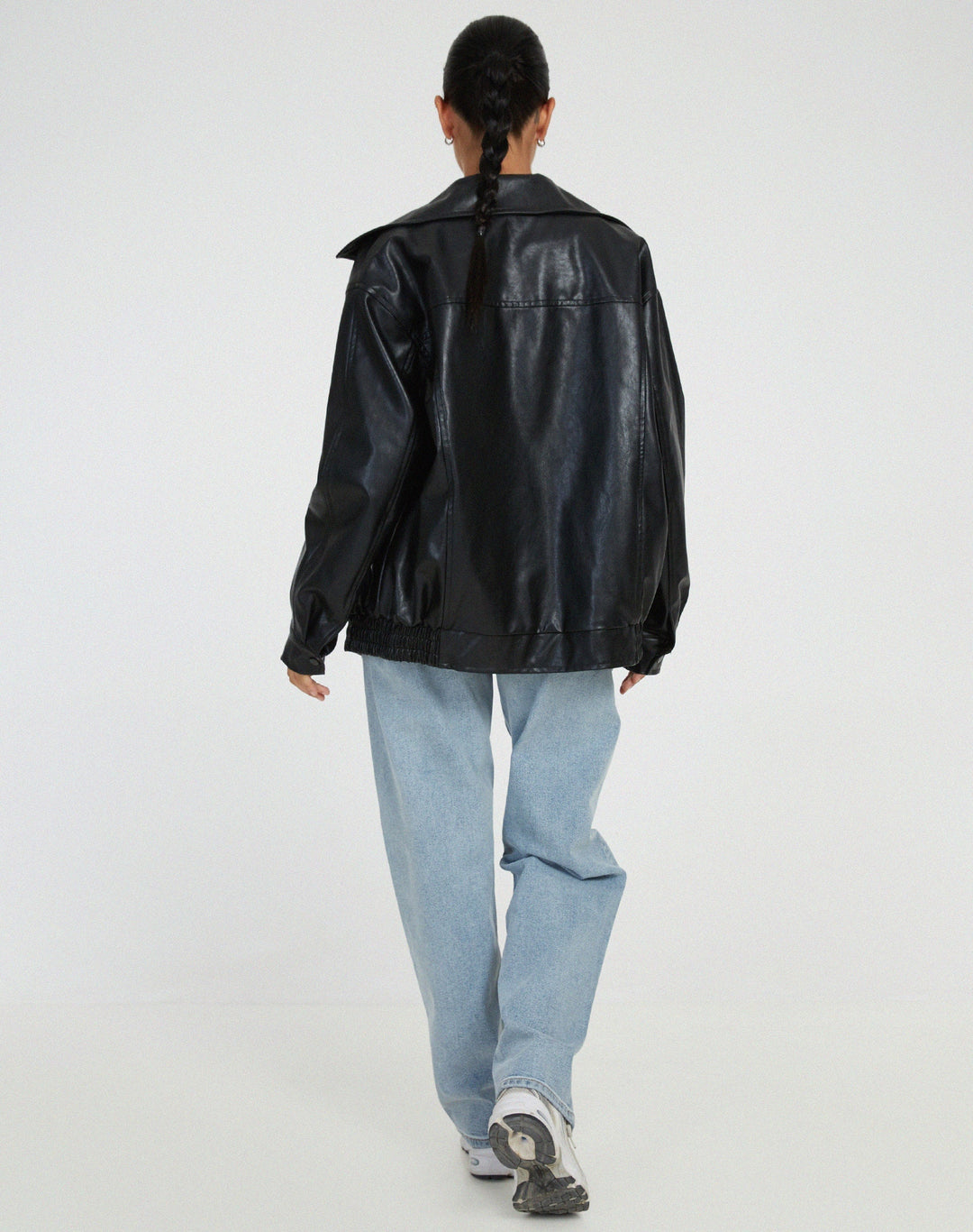 Women’s Oversized Leather Bomber Jacket