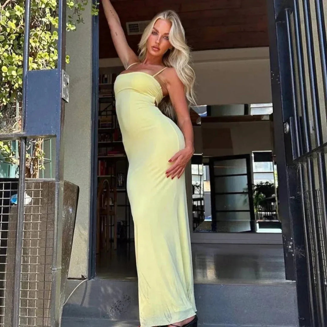 Backless Bodycon Maxi Dress For Evening Events