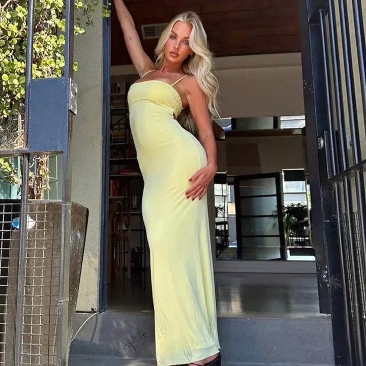 Backless Bodycon Maxi Dress For Evening Events