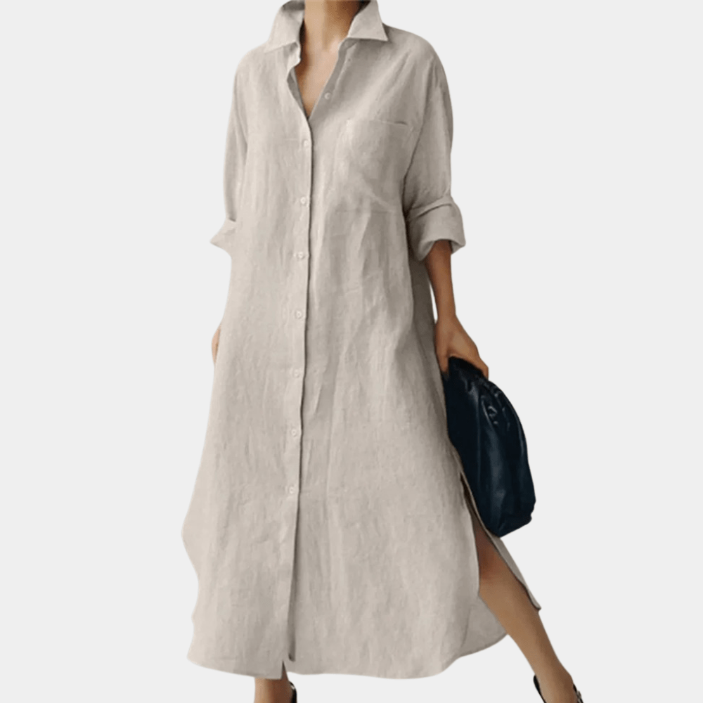 Oversized Linen Shirt Dress – Effortless & Breathable