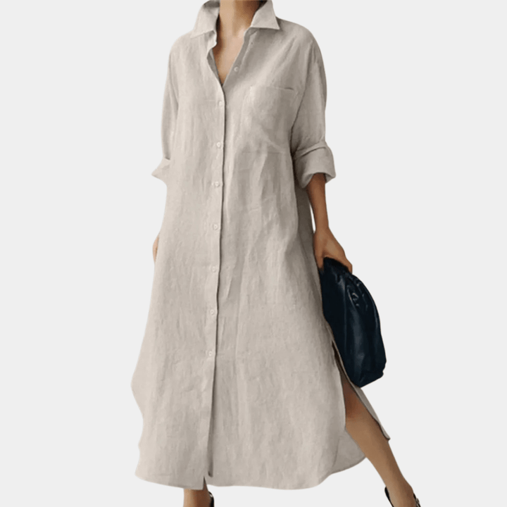 Oversized Linen Shirt Dress – Effortless & Breathable