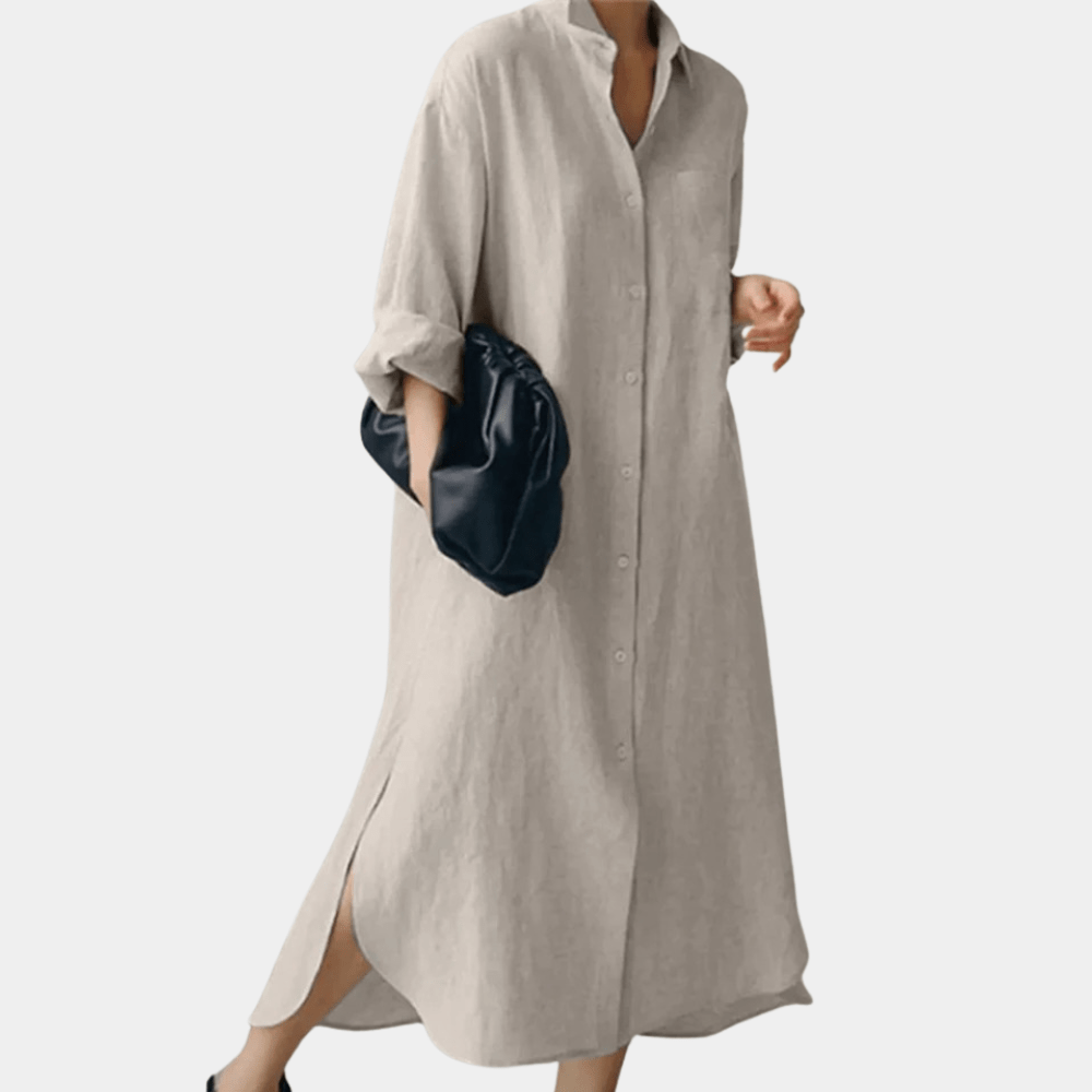 Oversized Linen Shirt Dress – Effortless & Breathable
