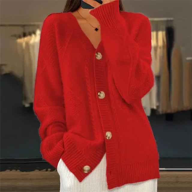 Women's Cable-Knit Button Cardigan