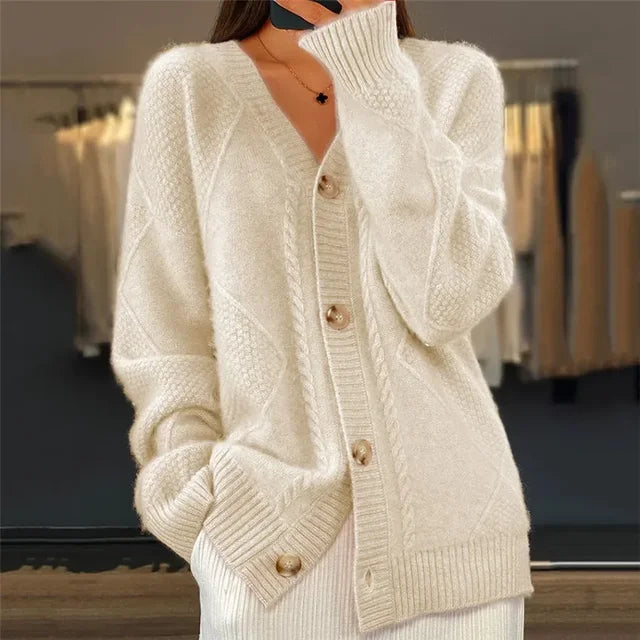 Women's Cable-Knit Button Cardigan