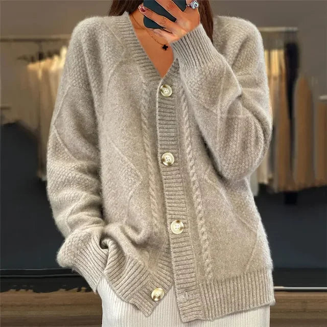 Women's Cable-Knit Button Cardigan