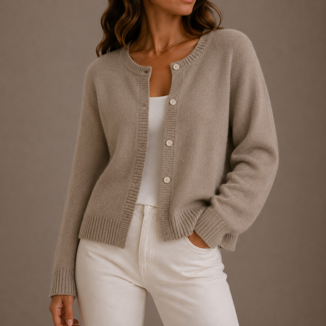 Women's Knit Cardigan – Soft Button-Up Long Sleeve Round Neck Sweater
