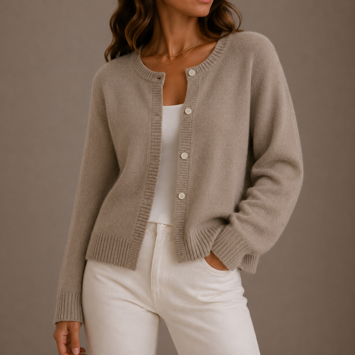 Women's Knit Cardigan – Soft Button-Up Long Sleeve Round Neck Sweater